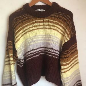 Zara Wool Alpaca Blend Cropped Sweater